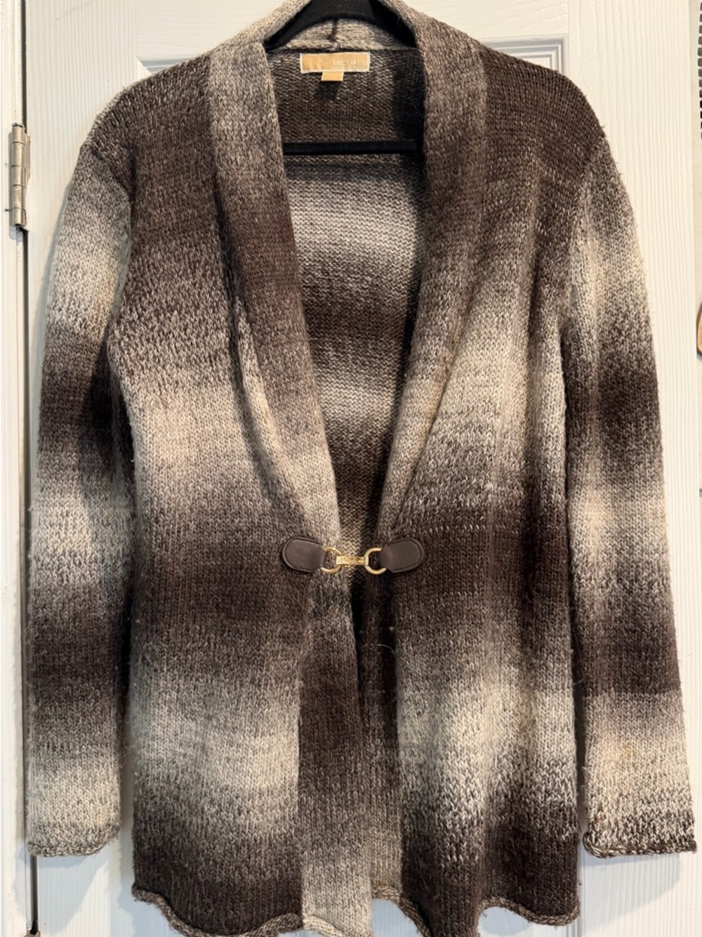 Women’s Michael Kors Ombre Brown & Cream Open Cardigan with Gold Hook Closure